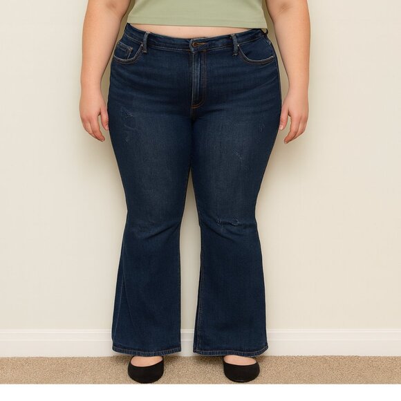 Torrid Women's Plus Size 24 Dark Wash Denim Mid Rise Luxe Slim Bootcut Jeans - Picture 1 of 8